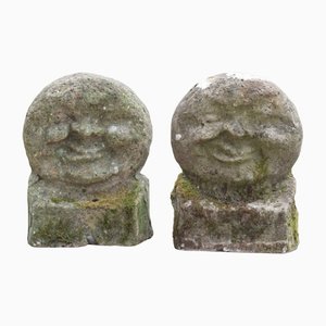 Weathered Concrete Heads, Set of 2