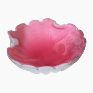Vintage Pink Glass Murano Mussel Bowl