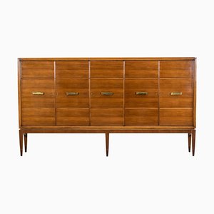 Large Italian Sideboard in Walnut and Brass by Gio Ponti for Singer & Sons, 1950s