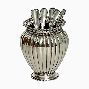 Dutch Silver Vase & Spoons from Van Kempen & ZN, Voorschoten, 1896, Set of 7