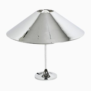 Large Chrome Metal Table Lamp with Metal Shade, 1970s