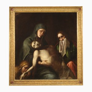 Lamentation Over the Dead Christ, 17th-Century, Oil on Canvas, Framed