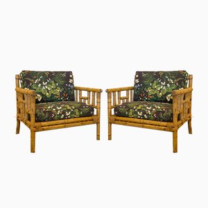 Bamboo & Wicker Armchairs, 1970s , Set of 2