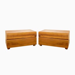 Wooden Bedside Tables by Mario Marenco for Mobilgirgi, 1980s, Set of 2