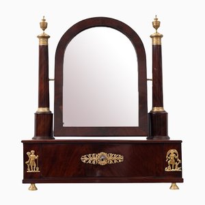Antique French Empire Toilet Stand in Mahogany Feather with Gilt Bronze Applications