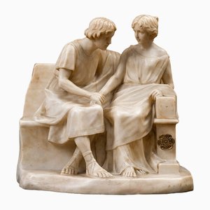Escultura de personaje, siglo XIX, alabastro