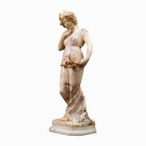 Mujer con arpa, siglo XIX, alabastro