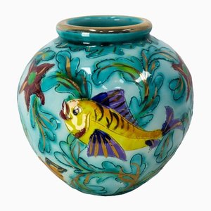 Französische Mid-Century Monaco Vase aus Keramik mit Meer Dekoration