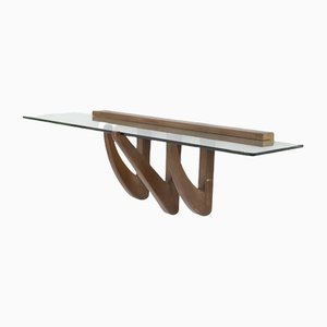 Vintage Hanging Console in Wood and Glass by Osvaldo Borsani
