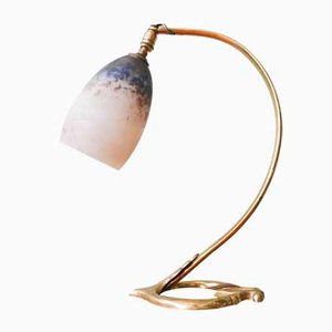 Jugendstil Tischlampe aus Bronze & Kunstglas von Daum Nancy, 1920er