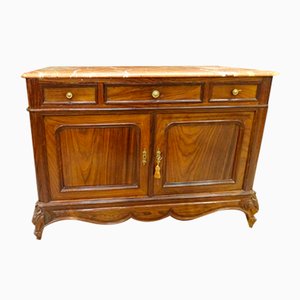Empire Style Chest of Drawers with Leaves in Walnut, 19th Century