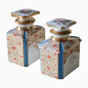 Antique French Teacaddies in Paris Porcelain, 1850, Set of 2