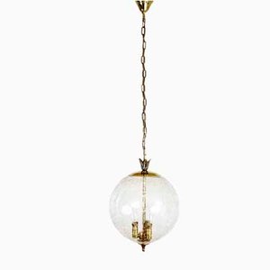 Glass and Brass Suspension Light from Limburg, 1960s