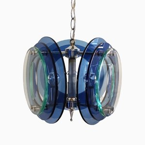 Blue and Green Pendant Lamp by Fontana Arte for Veca, Italy, 1970s