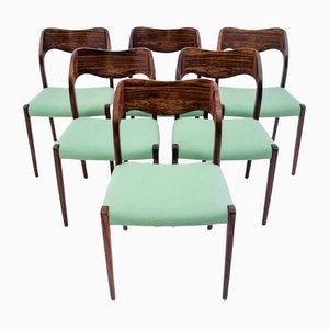 Model 71 Danish Chairs by Niels O. Møller, 1960s, Set of 6