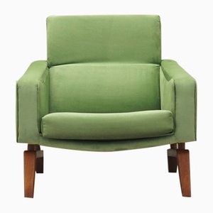 Danish Light Green Solid Wood Armchair, 1970s
