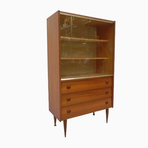 Vintage Cabinet with 2 Sliding Glass Doors and 3 Drawers