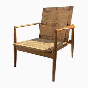 Modell SW96 Stuhl aus Eiche, Schilfrohr und Teak von Finn Juhl für Soren Willadsen