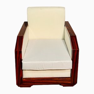Art Deco Sessel mit weißem Bezug