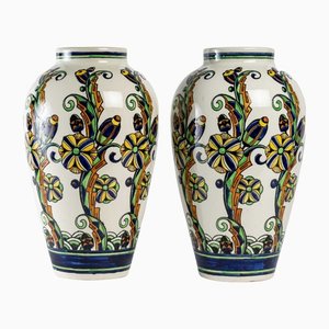 Vasi grandi Art Déco in ceramica di Charles Catteau per Boch Frères La Louvière, set di 2