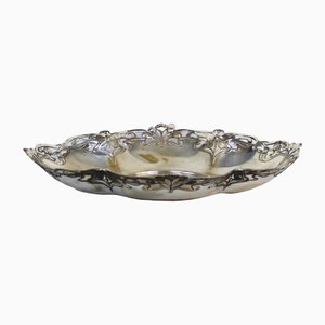 Art Nouveau Tray in Silver-Plated Brass