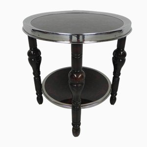 Art Deco Glass and Chrome Side Table