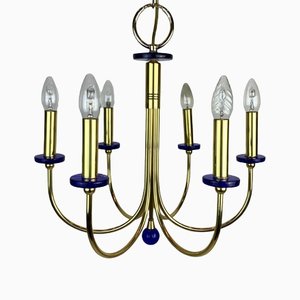 Cobalt Glass Chandelier from Asmuth, 1970s