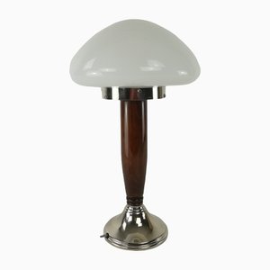 Lampe Champignon Art Déco en Bois et Verre, France, 1930