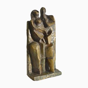 Escultura de hombre y mujer expresionista de bronce, holandesa, años 60