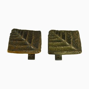 Poignées de Portes Carrées en Bronze avec Relief d'Arbre, Set de 2