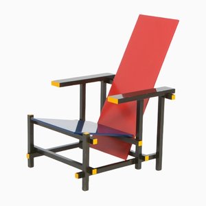 Stuhl in Rot & Blau von Gerrit Rietveld für Cassina