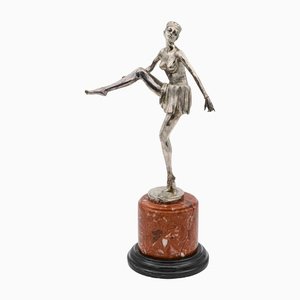 Silver Bronze Statue with Base in Marble, Signature and Stamp from JB Depose, Paris, 1980