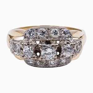 Vintage 14 Karat Gelbgold & Diamant Ring, 1950er