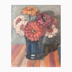 Adolphe de Siebenthal, Bouquet Dans auf Vase, 1920er, Öl auf Leinwand