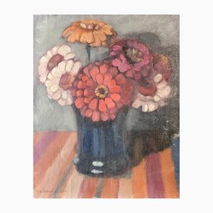 Adolphe de Siebenthal, Bouquet Dans sur Vase, 1920s, Huile sur Toile