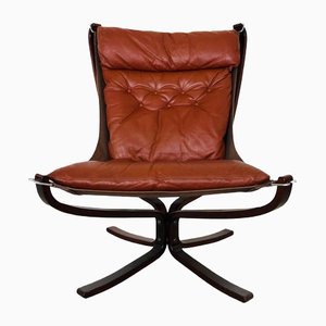 Vintage Leather Falcon Highback Chair by Sigurd Resell