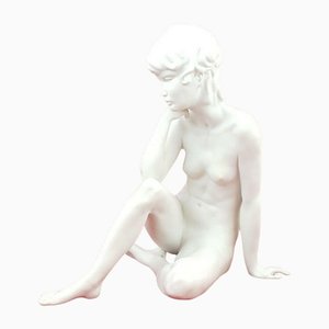 White Nude Woman Meditation 489 NA 1063 Bisque Figure from Kaiser, West Germany