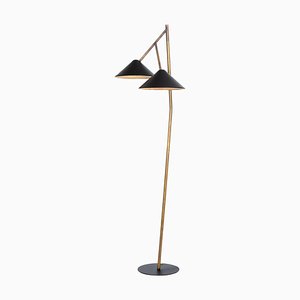 Grenverk Black Raw Brass Floor Lamp by Johan Carpner for Konsthantverk