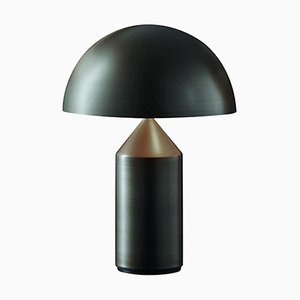 Lámpara de mesa Atoll pequeña de metal satinado de Vico Magistretti para Oluce