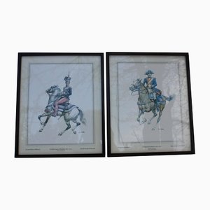 Warsaw and Sardinian Officers, 20th-Century, Prints, Framed, Set of 2