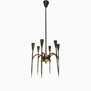Lámpara de araña italiana Mid-Century moderna al estilo de Oscar Torlasco, años 60