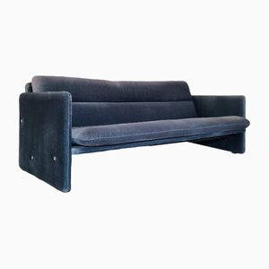 Blaues italienisches Vintage 3-Sitzer Samtsofa, 1980er