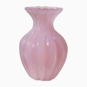 Vaso vintage in vetro di Murano rosa