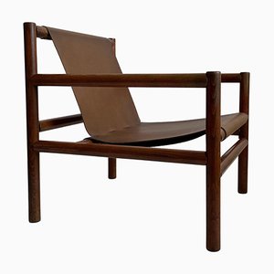 Mid-Century Modern Wooden Armchair With Faux Leather Seating from Stol Kamnik, 1970s