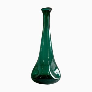 Grand Vase Mid-Century en Verre Vert Émeraude, 1960s