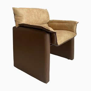 Safari Suede & Leather Dinner Chair by Carlo Bartoli for Rossi of Albizzate