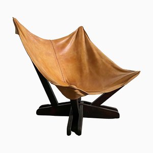 Mid-Century Scandinavian Modern Butterfly Leather Chair, 1960s / 70s