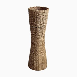 Mid-Century Handwoven Banana Leaf Flower Pot Stand, Italy, 1970s