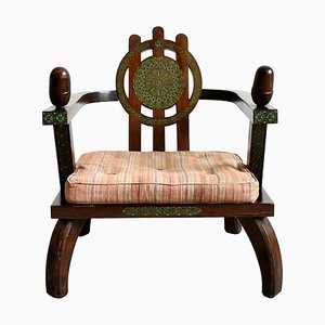 Lounge Chair in Oak With Carved Details by Ettore Zaccari, Italy, 1910