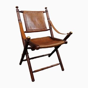 Vintage Leder & Holz Beistellstuhl